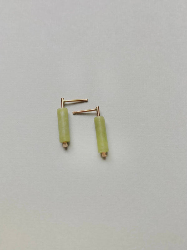 Channel Earring - Minimal Drop Stud with Gemstones in Gold
