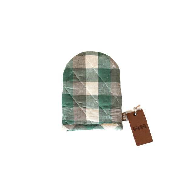 Oven Glove- Short- Double Check- Aqua Storm