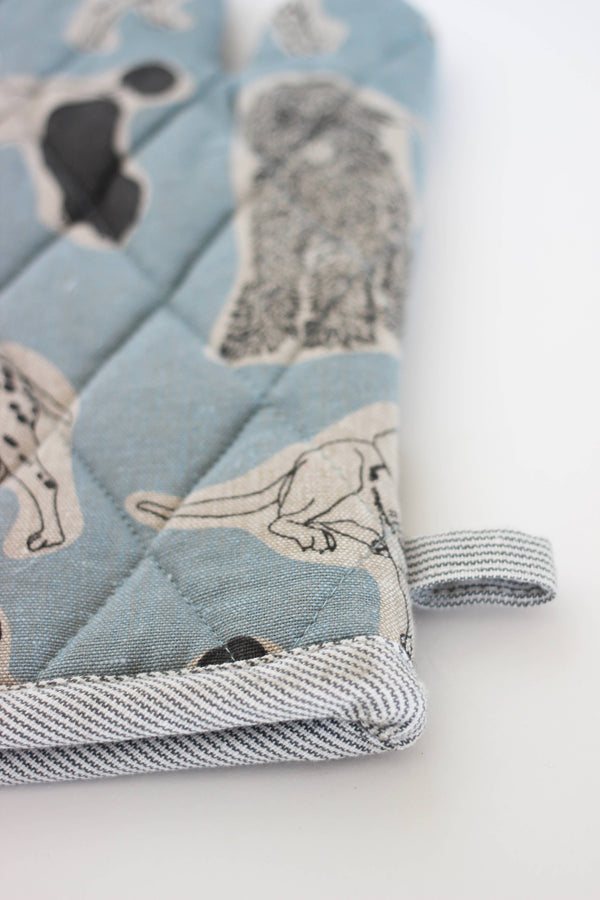 Oven Glove Dog Print Blue Haze