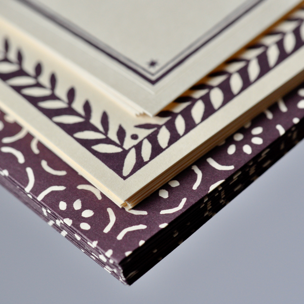 Set of Notecards and Envelopes Small Pear Halves Elderberry