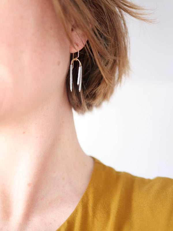 Landscape Earring - Unique Minimal Earthy Seed Bead Dangle