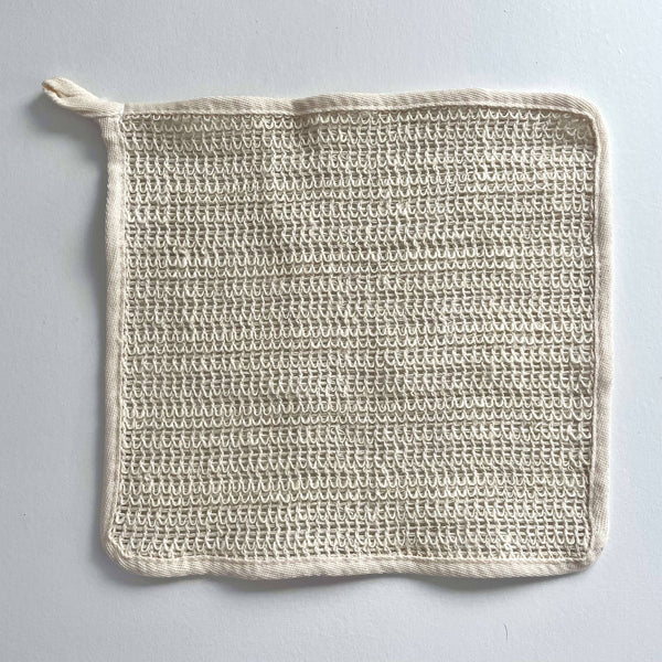 Exfoliating 10 in square eco ramie washcloth with loop