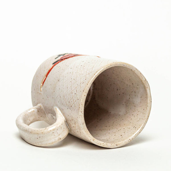 Red Cardinal Pattern Handmade Ceramic White 16oz Mug