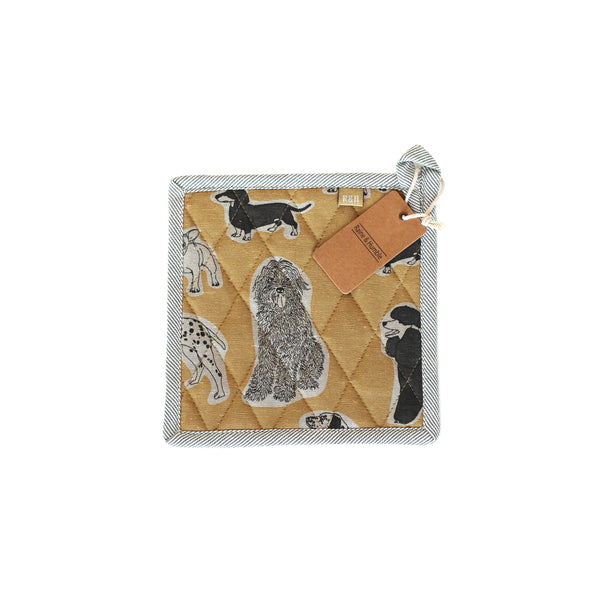 Pot Holder / Trivet Dog Print- Yellow Sunset