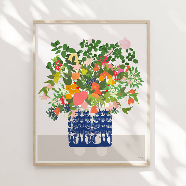 Still Life Delft Blue Vase Print. Signed. Unframed. 201008