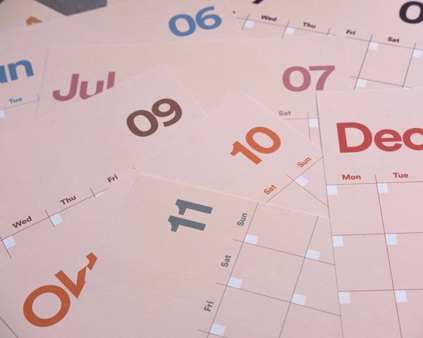 A3 Undated Wall Calendar Light Beige