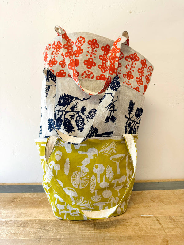 Pine Cone Heavy Linen Boho Tote Bag