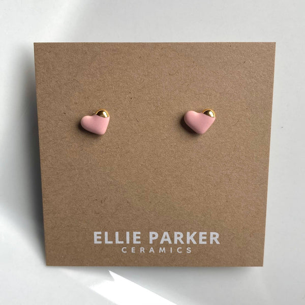 Heart Pink Ceramic Stud Earrings