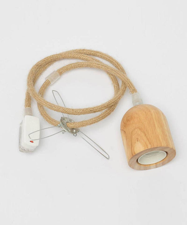 Cone Shaped Thick Woven Bamboo Pendant Light - Plug In