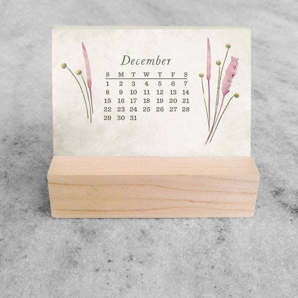 2026 Mini Desk Calendar, Dried Field Flowers