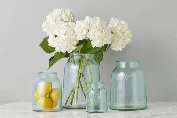 French Inspired Clear Mason Jar Vase with Bee Seal
