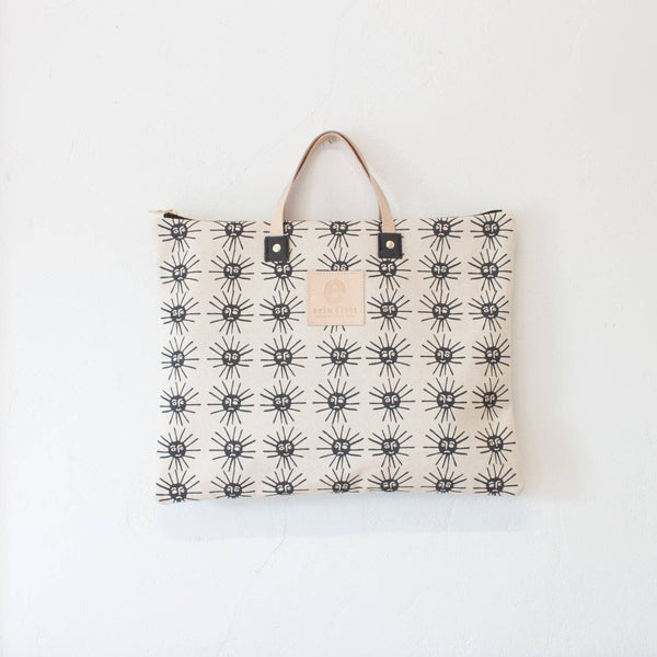 WORN BLACK HAPPY SAD SUN FOLDER BAG