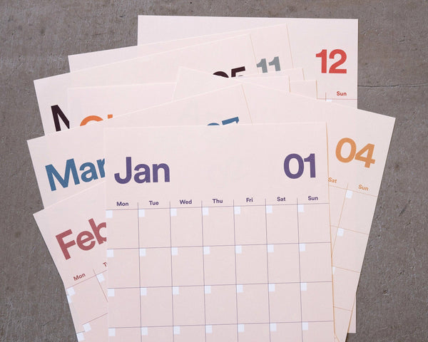 A3 Undated Wall Calendar Light Beige