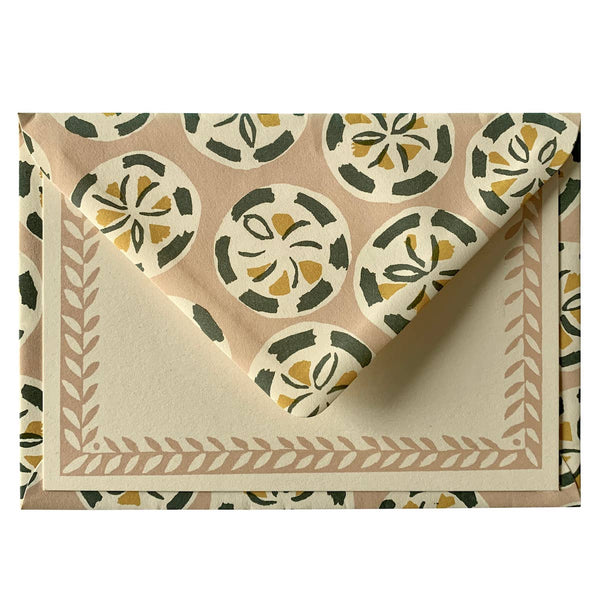 10 Postcards with Patterned Border in Plaster Pink