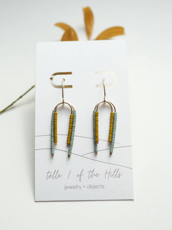 Landscape Earring - Unique Minimal Earthy Seed Bead Dangle