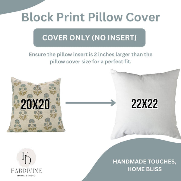 Boho Decor Block Print Linen Blend Pillow Cover - Rishi