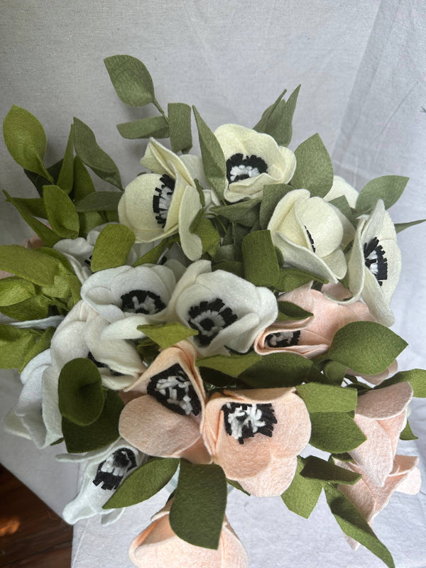 Anemone Felt Flower (ivory/cream)