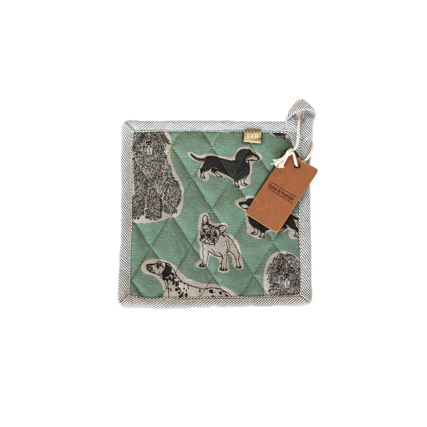 Pot Holder /Trivet Dog Print - Aqua Storm
