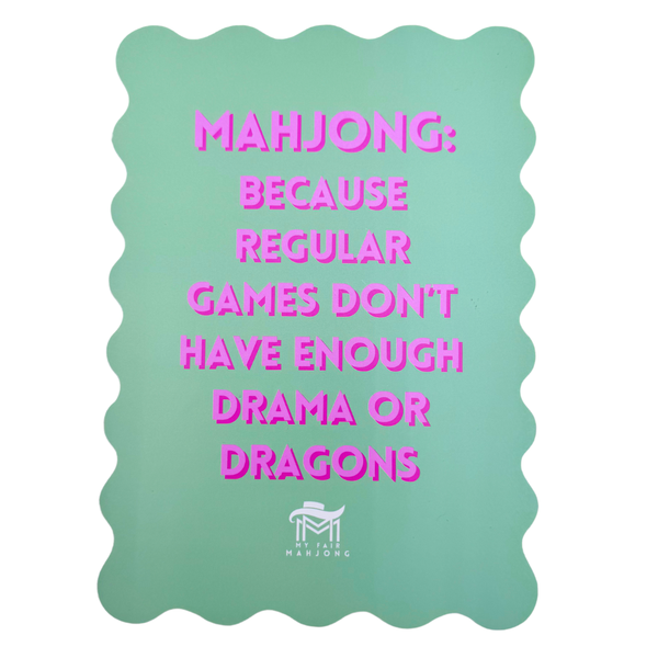 MAHJONG SHUFFLE CARD | Scalloped Edges & Bright Colors | Sized to Store with Mahjong League Cards