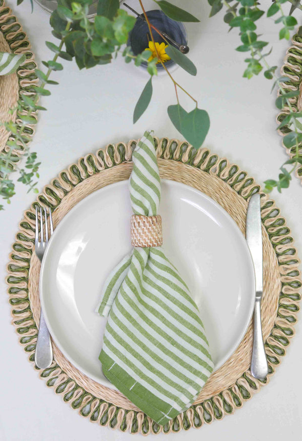 Ticking Stripe Napkin 20x20 | Basil | Set of 2