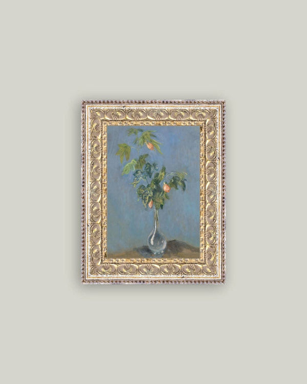 Flowers in a Glass Vase Framed Antique Art