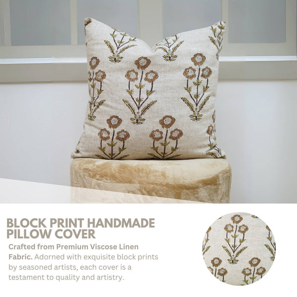 Uniqe Block Design Viscose Linen Pillow Cover - Amitabh