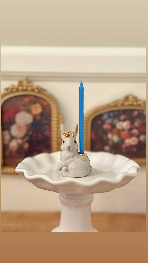 Royal White Rabbit Cake Topper