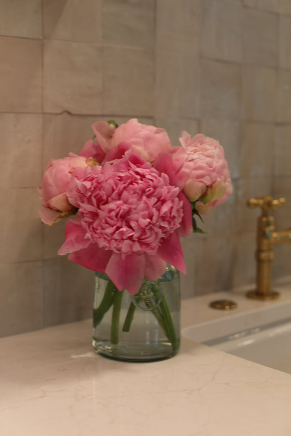 French Inspired Clear Mason Jar Vase with Bee Seal