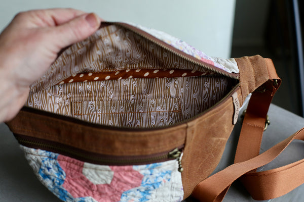 Handmade Quilted Fanny Pack - tan