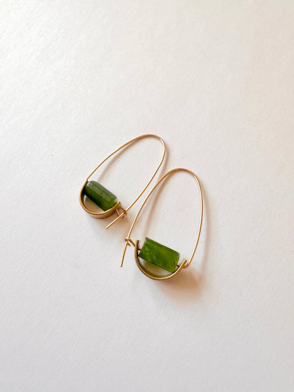 Belen Minimalist Gemstone Earring - Canadian Jade