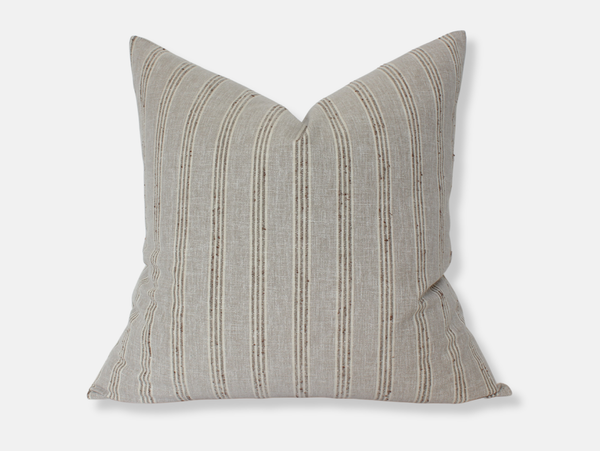 Neutral Striped Lumbar Pillow Cover, Beige Pillow | Landyn