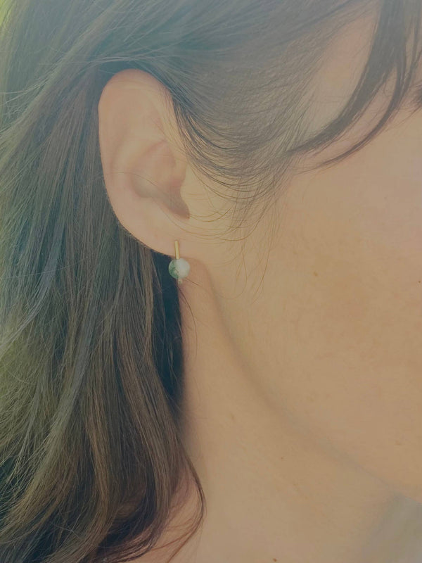 Reverie Earring - Minimal Drop Stud in Matte Agate