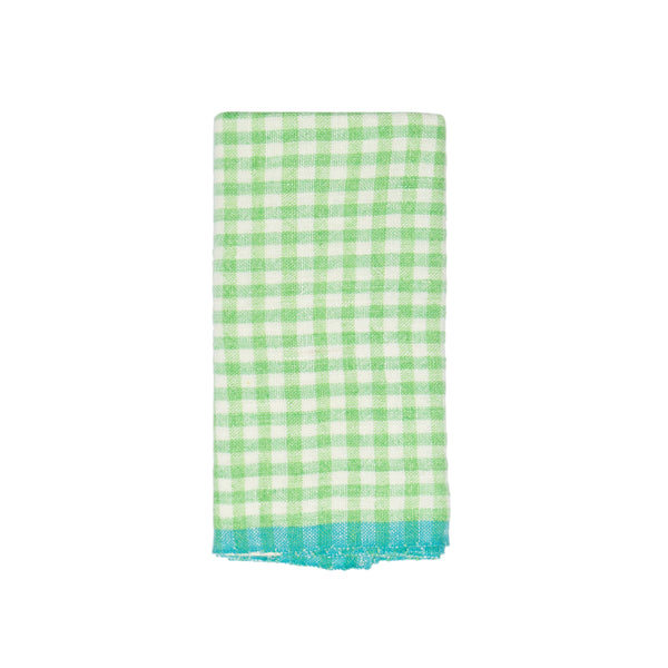 Two-Tone Gingham Lime/Aqua Tea Towel 20x30