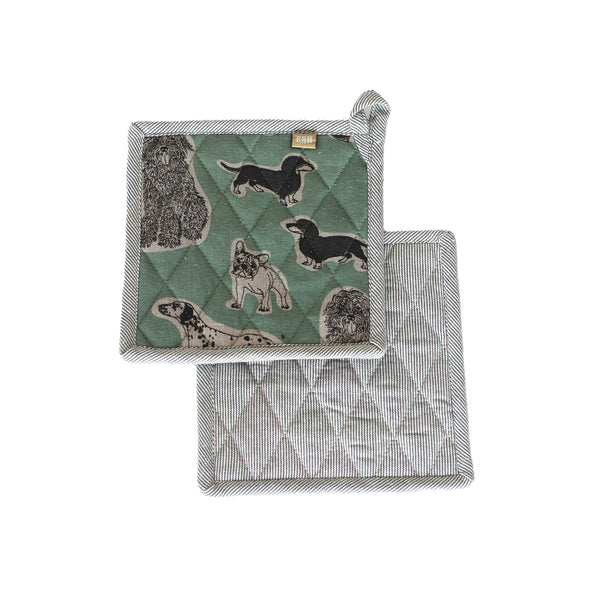 Pot Holder /Trivet Dog Print - Aqua Storm