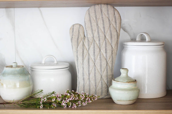 Oven Gloves Provincial Stripe in Dark Slate
