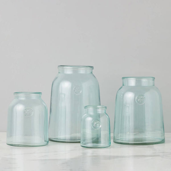 French Inspired Clear Mason Jar Vase with Bee Seal