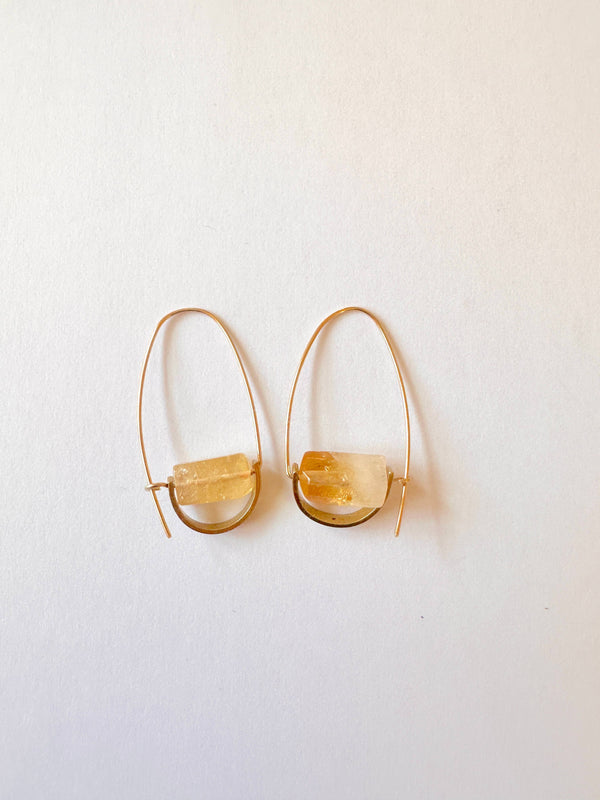 Belen Minimalist Gemstone Earring - Citrine