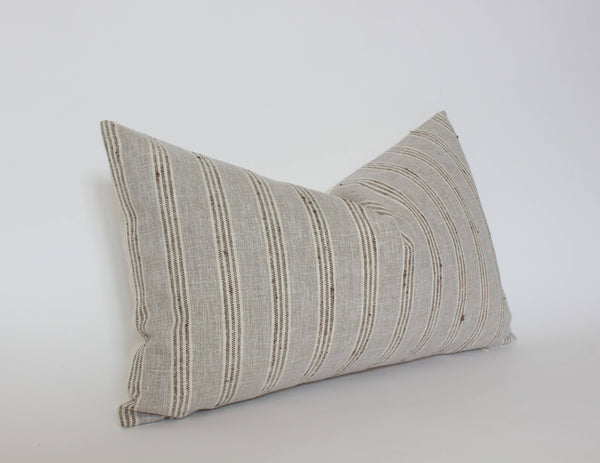 Neutral Striped Lumbar Pillow Cover, Beige Pillow | Landyn