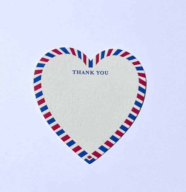 Hello -Thank You -I love you Letterpress heart shaped card