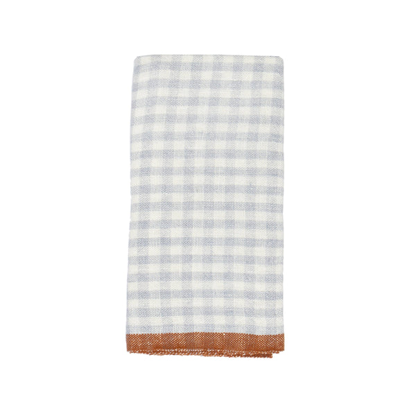 Two-Tone Gingham Blue/Cognac Tea Towel 20x30