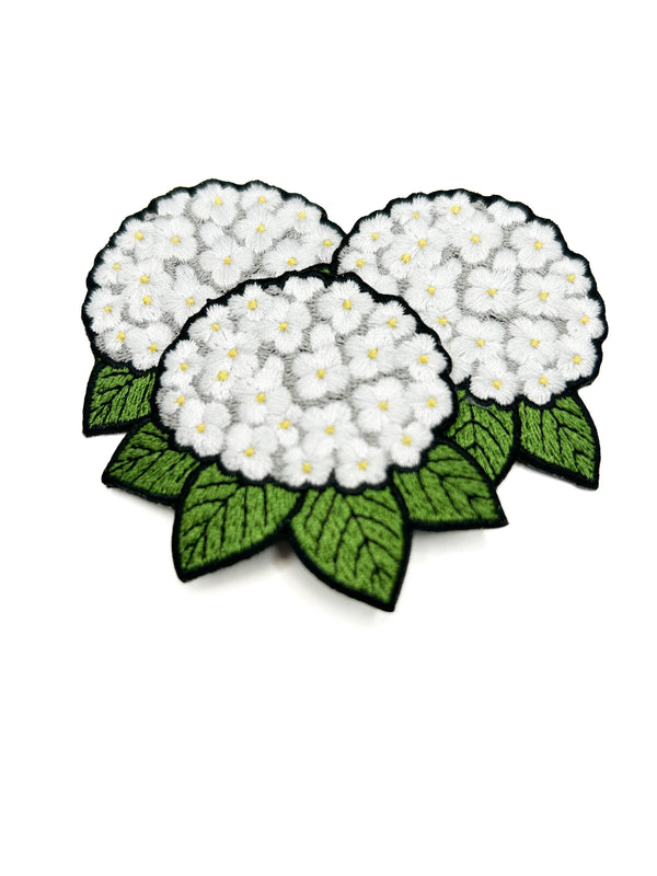 Hydrangea Embroidered Patch White Flower Patch Floral Garden