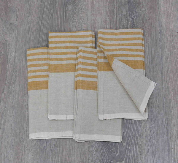 Brittany Natural & Mustard Napkins 20x20 - Set of 2