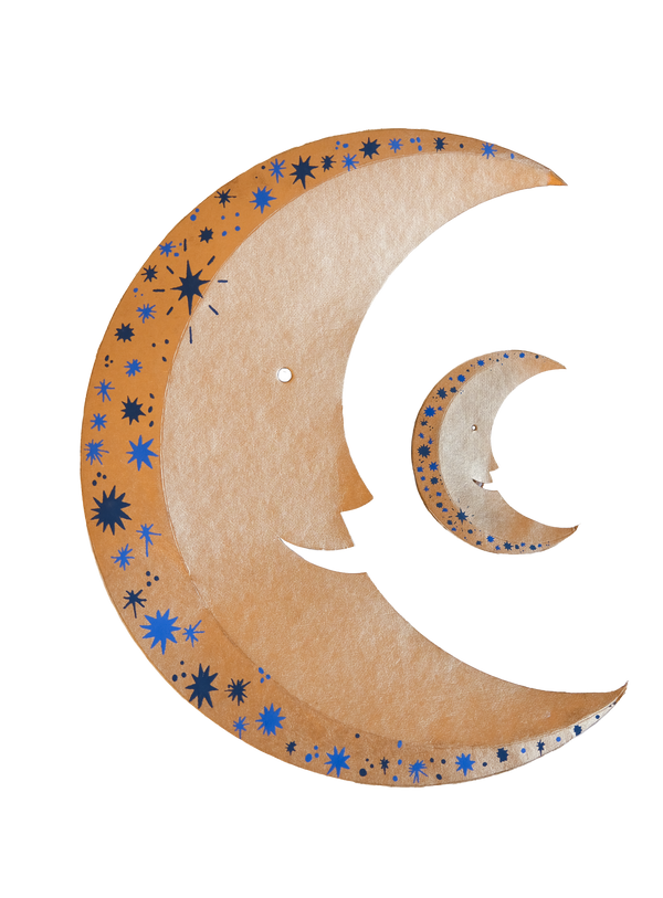 LARGE SHIMMERING MAN ON THE MOON BOARD DECORATION