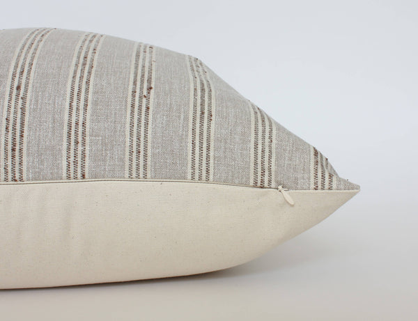 Neutral Striped Lumbar Pillow Cover, Beige Pillow | Landyn