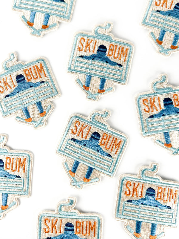 Ski Bum Embroidered Patch Skiing Iron On for Jacket Hat Tote