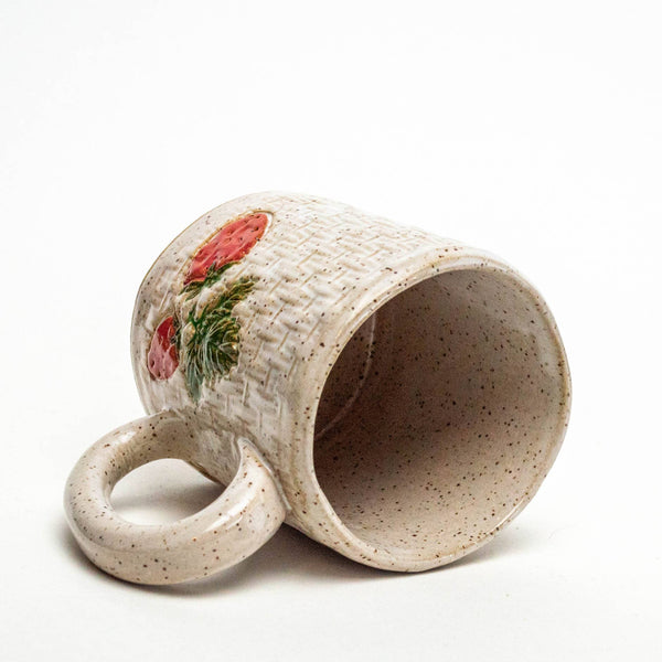 Strawberry Pattern Handmade in Ohio Ceramic White 10 oz Mug