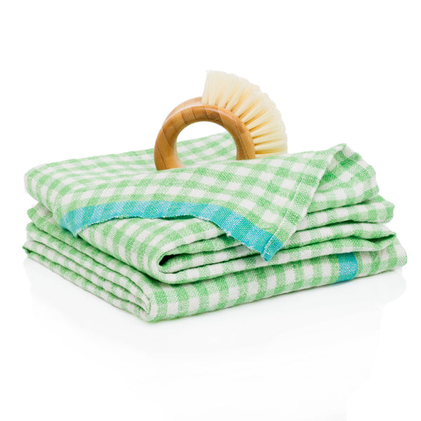 Two-Tone Gingham Lime/Aqua Tea Towel 20x30