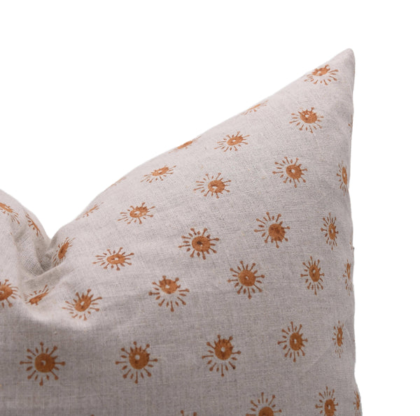 Pure Linen Block Print Boho Cushion Cover - Happy Bloom