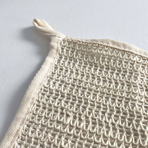Exfoliating 10 in square eco ramie washcloth with loop