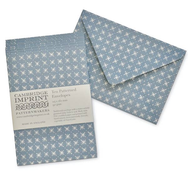 Packet of Ten Patterned Envelopes Little Stars Faded Denim